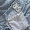 White sleepwear product flat lay